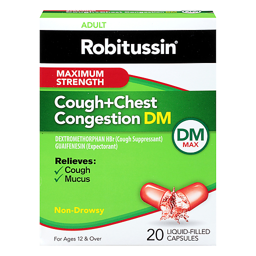Capsules Robitussin Maximum Strength pour la toux et la congestion thoracique