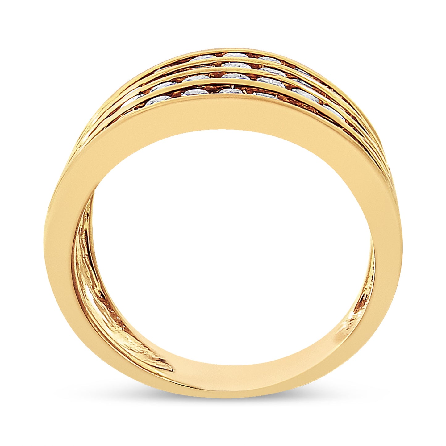 10K Yellow Gold Plated .925 Sterling Silver Diamond Channel Band Ring