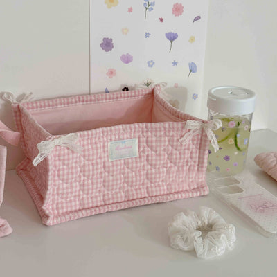Quilted Ins Storage Basket Desktop Goods Storage Cute Ornaments - Korvel