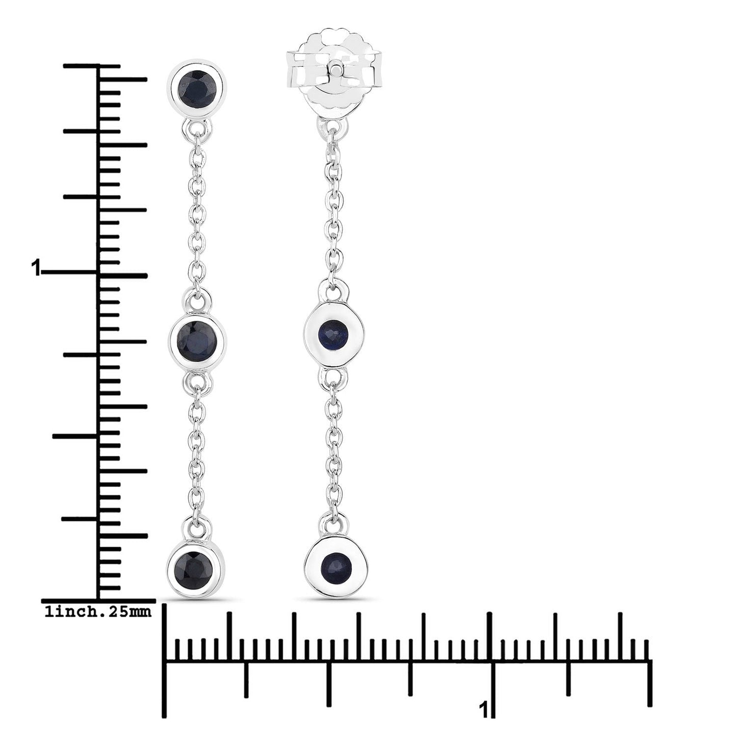 Pendientes de plata esterlina con zafiro azul genuino de 0.66 quilates