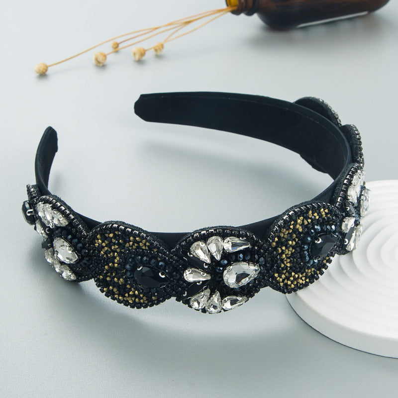 Hair Hoop Fashion Retro Baroque Crystal Head Hoop Korean High-End Hair Accessories Korean Version Of The Hair Cave - Korvel