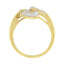 Anillo de tres hojas con diamantes en oro amarillo y blanco de 10k - Talla 7