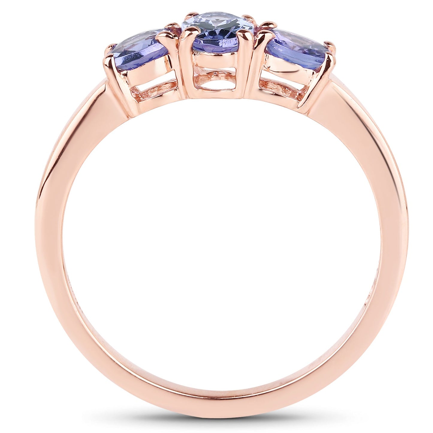Bague en Tanzanite Plaquée Or Rose 18K en Argent Sterling .925