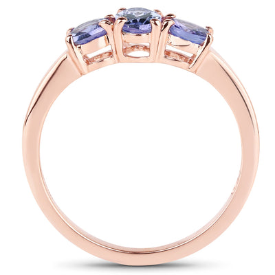 Bague en Tanzanite Plaquée Or Rose 18K en Argent Sterling .925