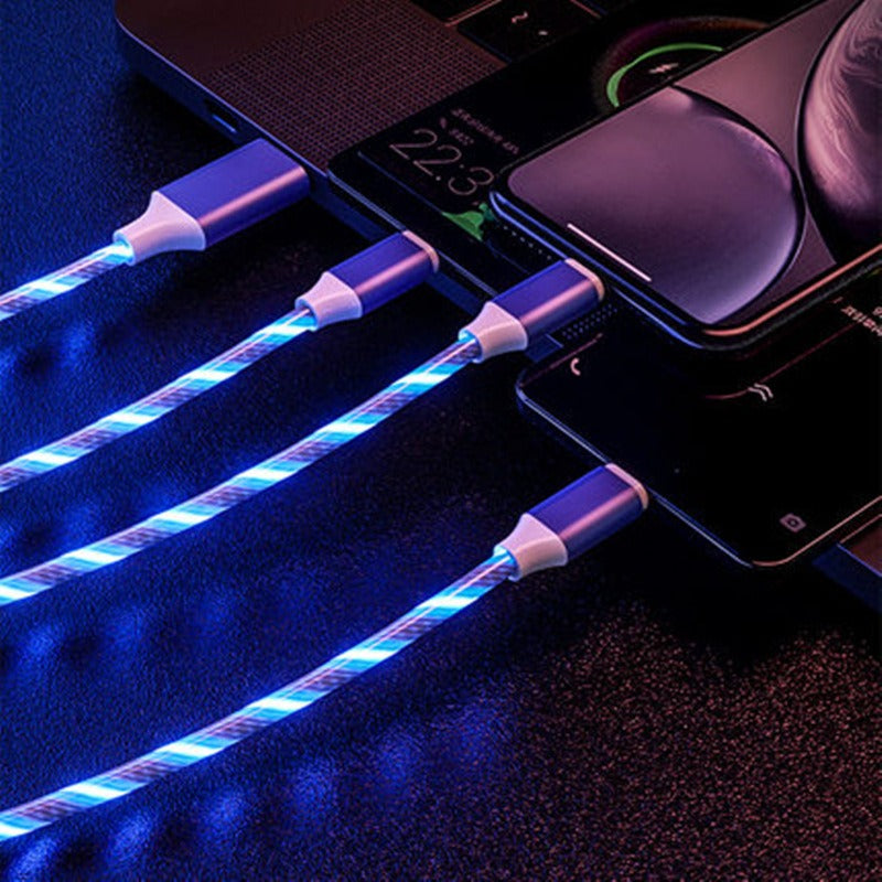 Multi-Head 3-in-1 Charging Cable with Light Emission