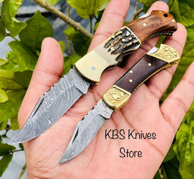 Exquisite Handmade Damascus Folding Knives Set - Korvel