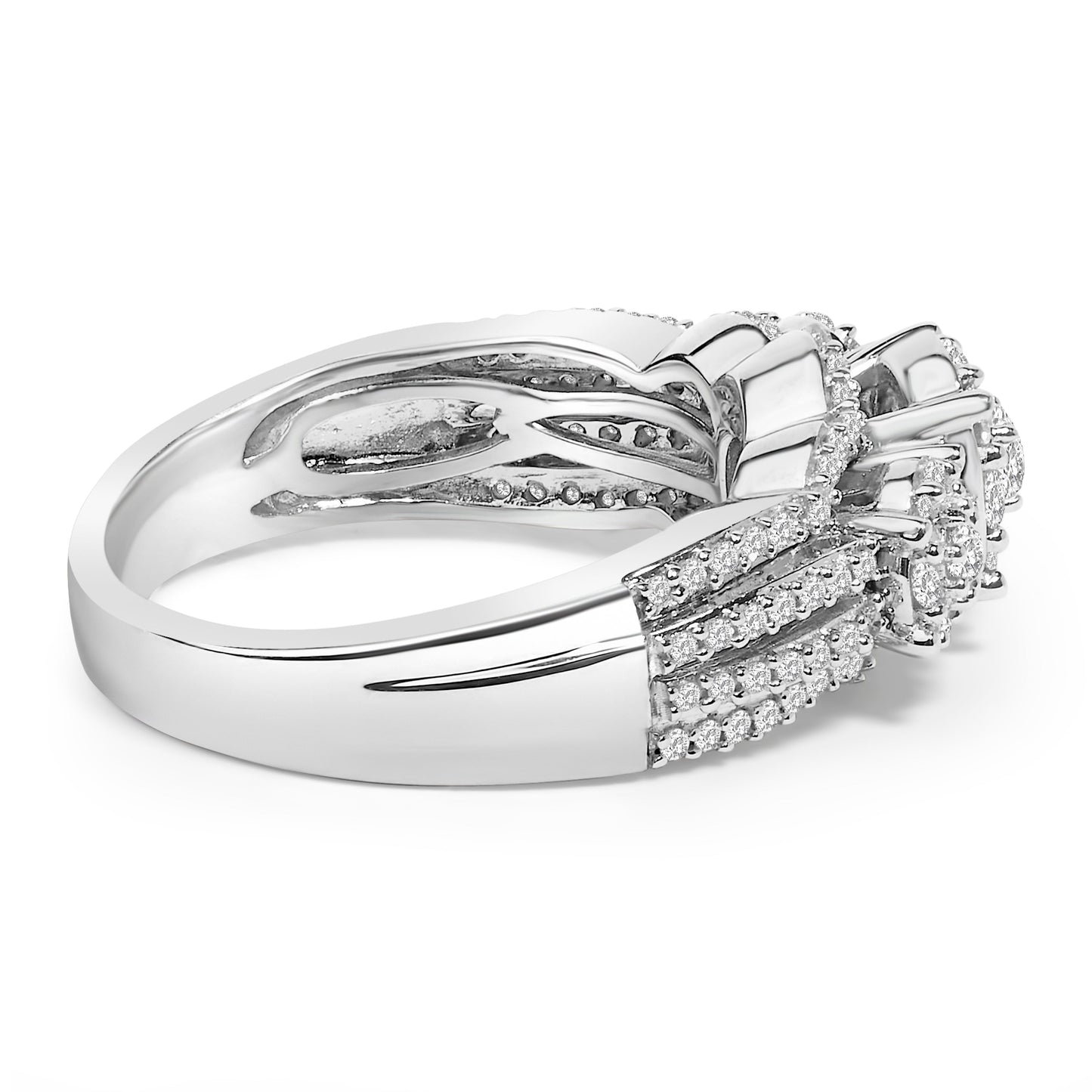 Ensemble de Bague de Fiançailles en Argent Sterling .925 avec Diamants 1.0 Cttw