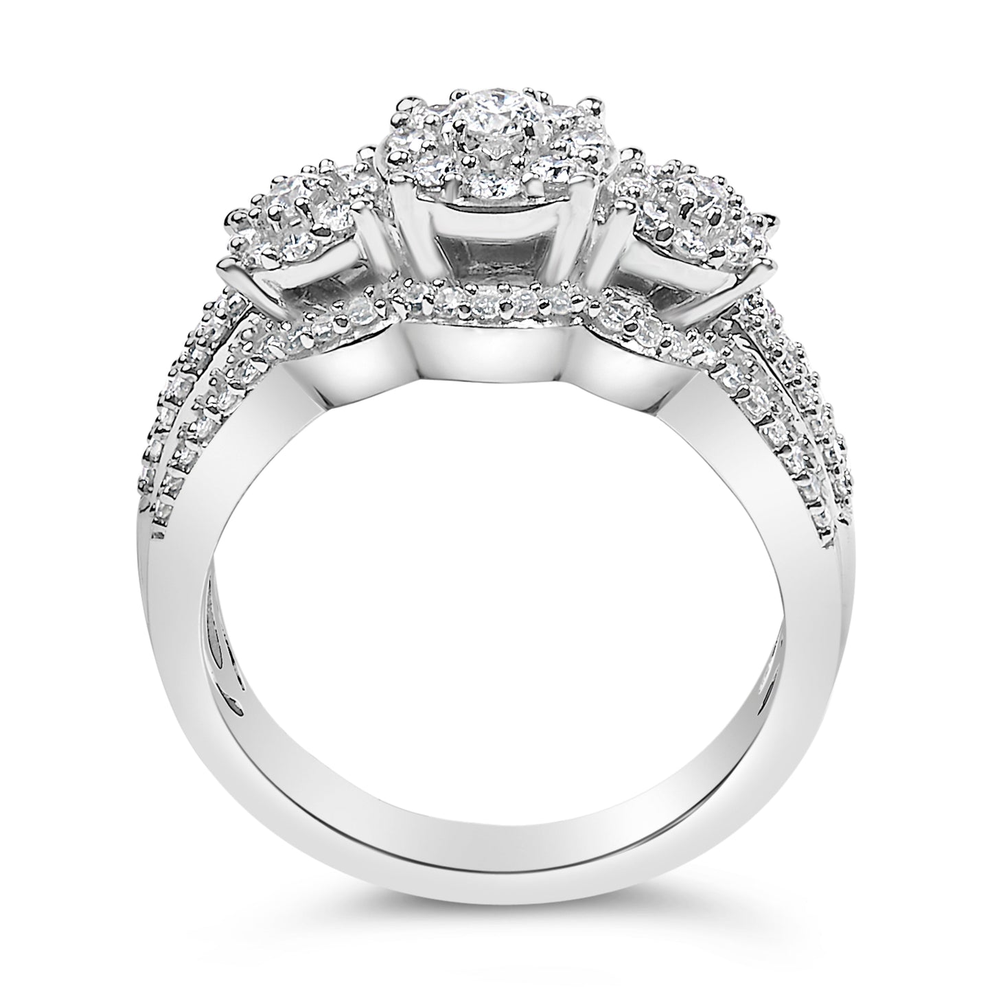 Ensemble de Bague de Fiançailles en Argent Sterling .925 avec Diamants 1.0 Cttw