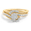 14K Yellow Gold Plated Sterling Silver Diamond Cluster Bridal Set