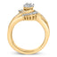 14K Yellow Gold Plated Sterling Silver Diamond Cluster Bridal Set