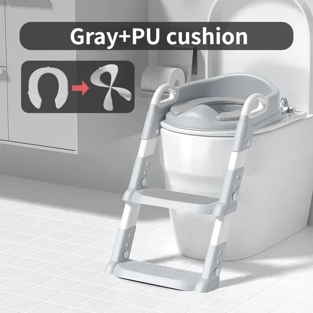 Stair Style Children's Toilet Boy and Girl Baby Toilet Folding Rack Step Stool Child Step Toilet Seat Ring Baby Potty Toilets - Korvel