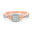 Anillo de Clúster de Nudos de Diamante en Plata de Ley Baño de Oro Rosa de 14K
