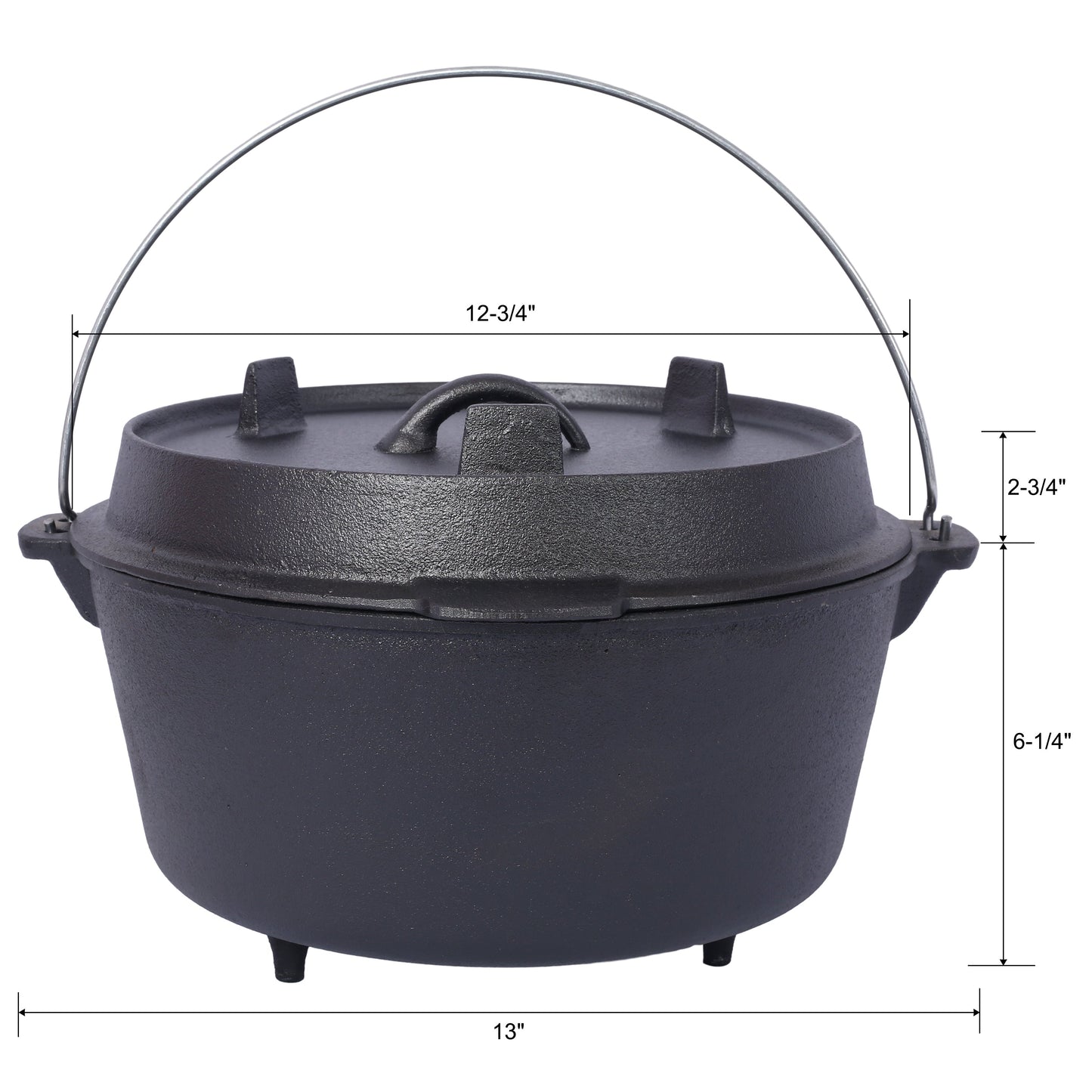 Olla de Hierro Fundido Pre-Sazonada de 8 Cuartos con Tapa