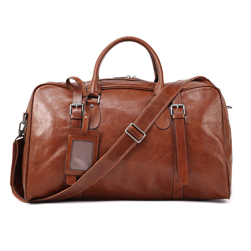 Sac de voyage en cuir rétro à main grande capacité