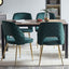 Dark Green Velvet Dining Chairs with Metal Legs and Hollow Back Upholstered Dining Chairs Set of 4 - Korvel