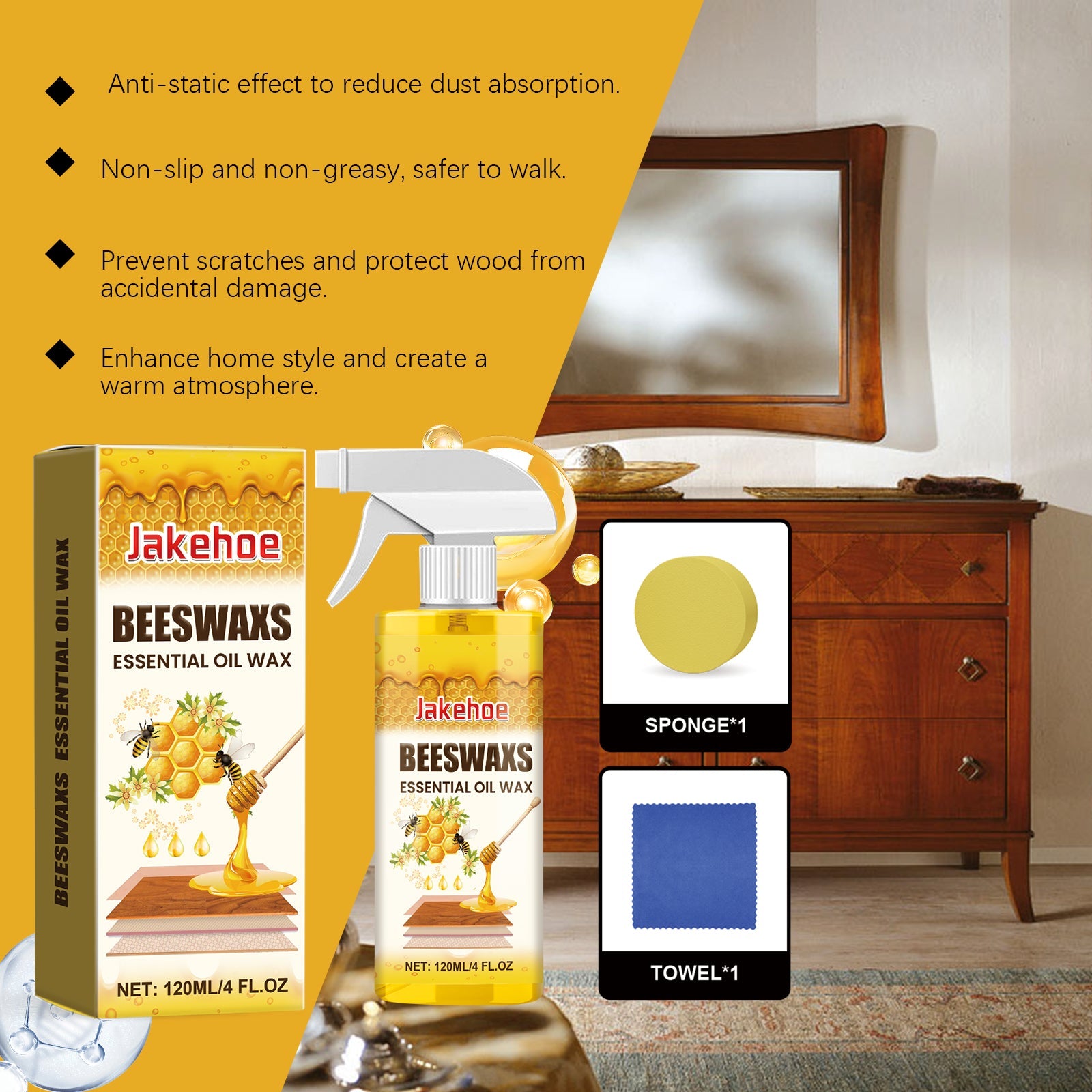 Wood Polishing Beeswax Spray Curing Furniture Polishing Color Protection Nourishing Anti-Cracking Wood Spray - Korvel