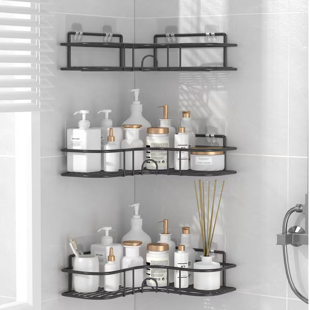 Bathroom Storage Rack Toilet Washroom Wall-Mounted Hole-Free Multi-Functional Iron Mesh Long Strip Organizer - Korvel