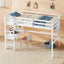 Twin Loft Bed with built-in desk and bookcase of three compartments, Guardrails and Ladder,White - Korvel