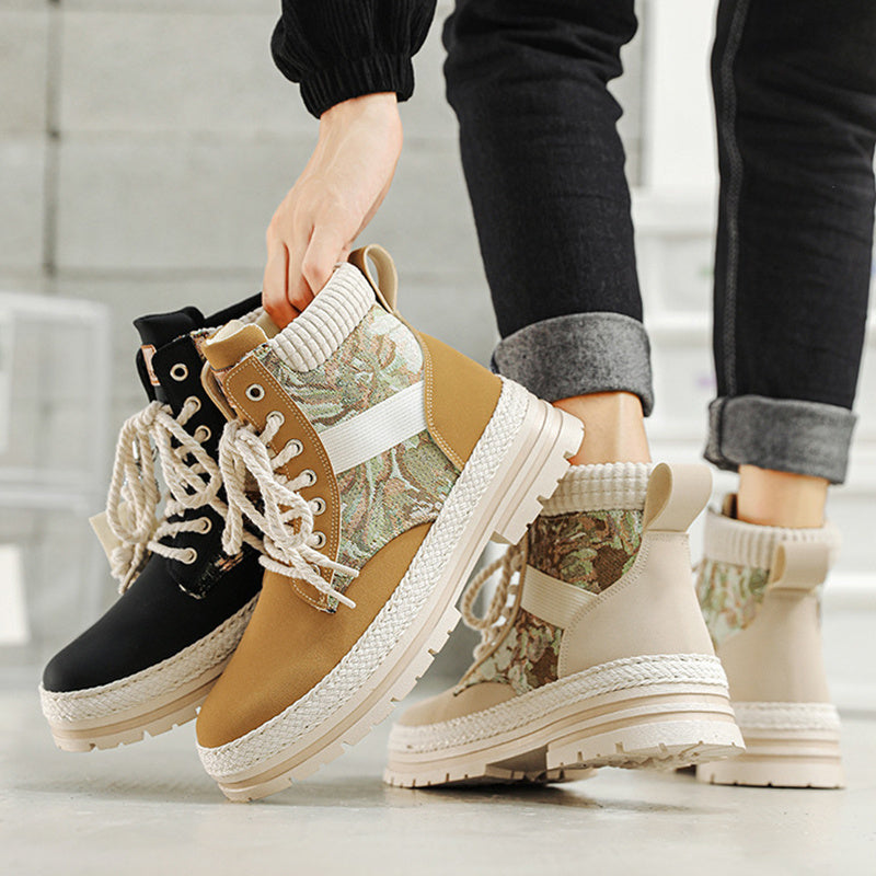 Men's High-Top Print Boots - Comfy & Breathable Casual Footwear