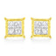 Pendientes de diamantes en corte princesa de oro amarillo de 14 quilates