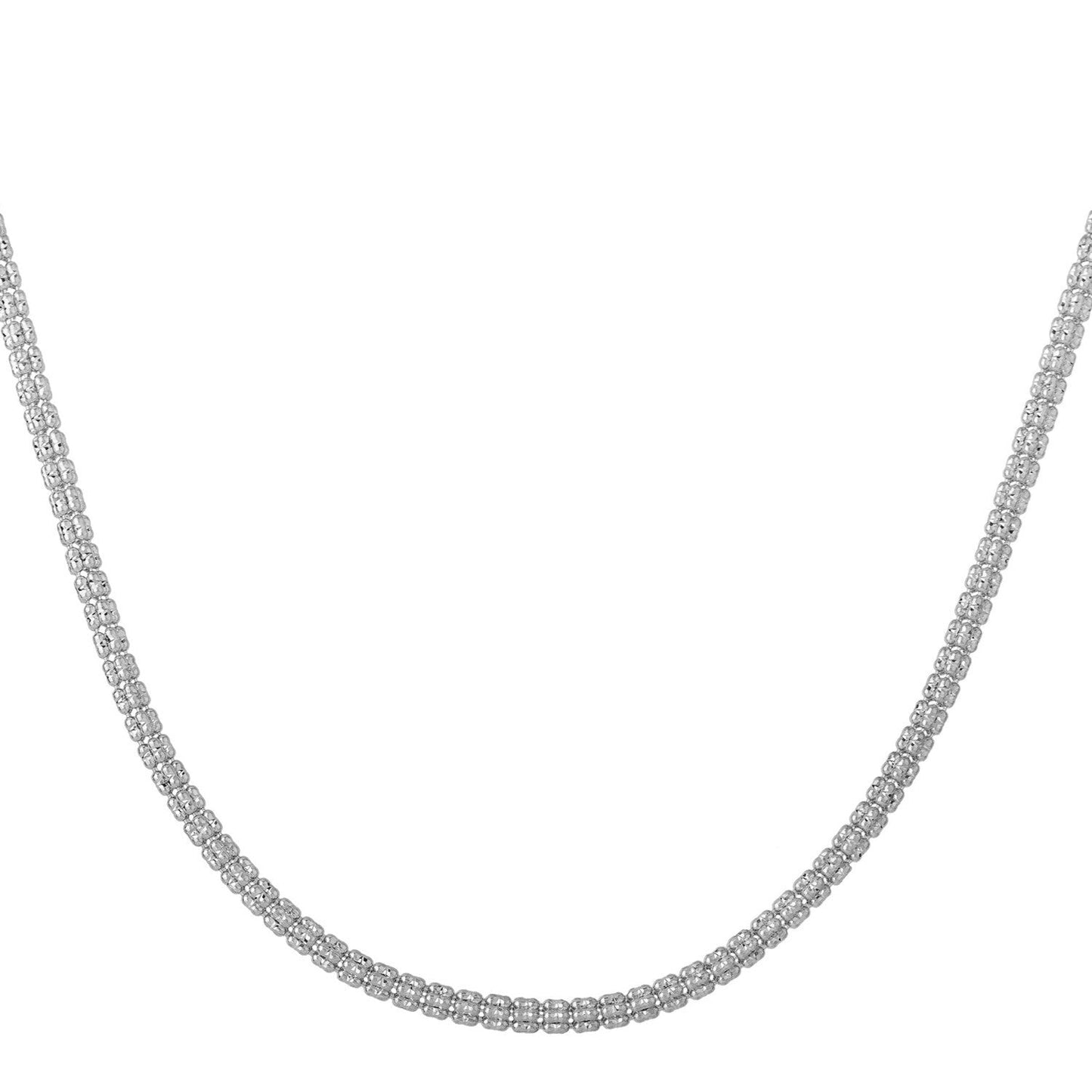 14k White Gold Ice Barrel Chain - 3.10 mm