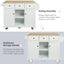 Kitchen trolley with rubber wood leaf countertop, 5-wheel kitchen island, storage cabinet and 3 dining drawers, white - Korvel