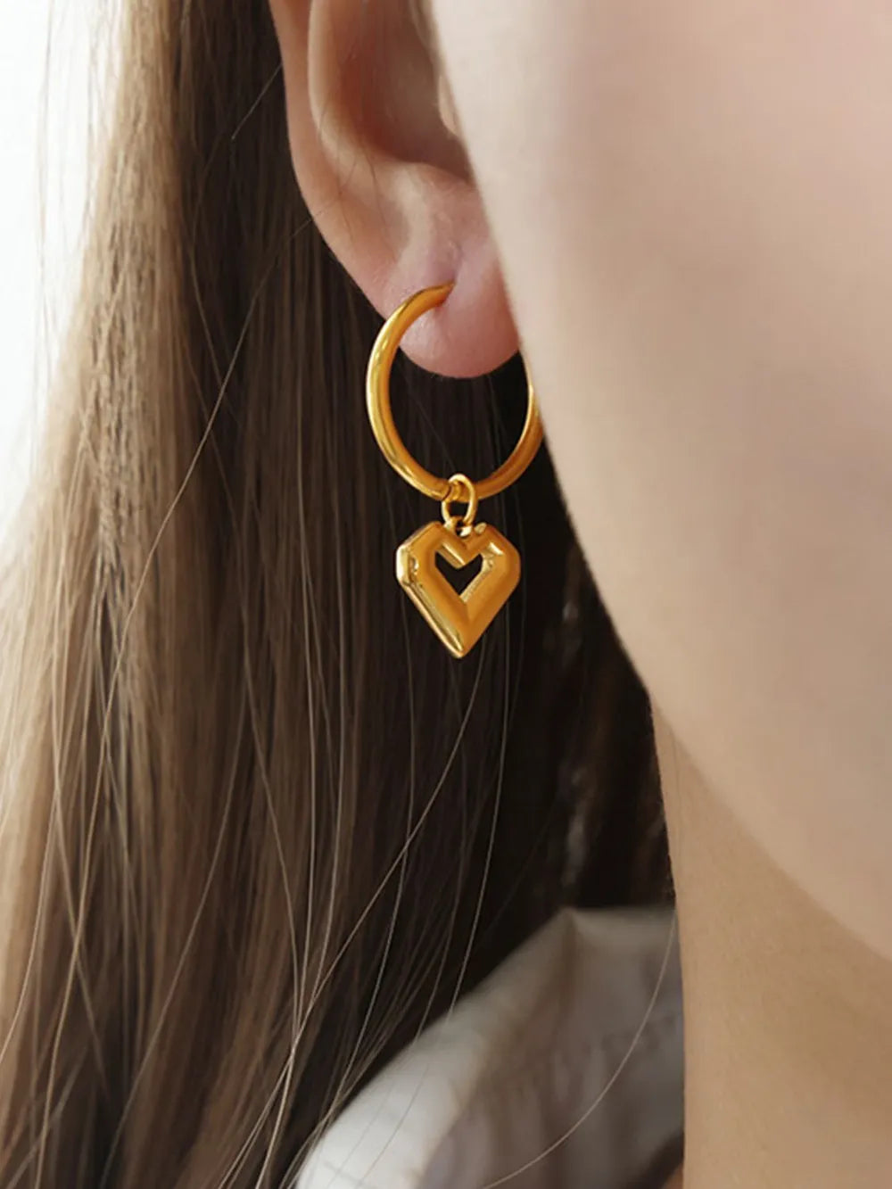 Heart Shape Lapis Lazuli Dangle Earrings - Korvel