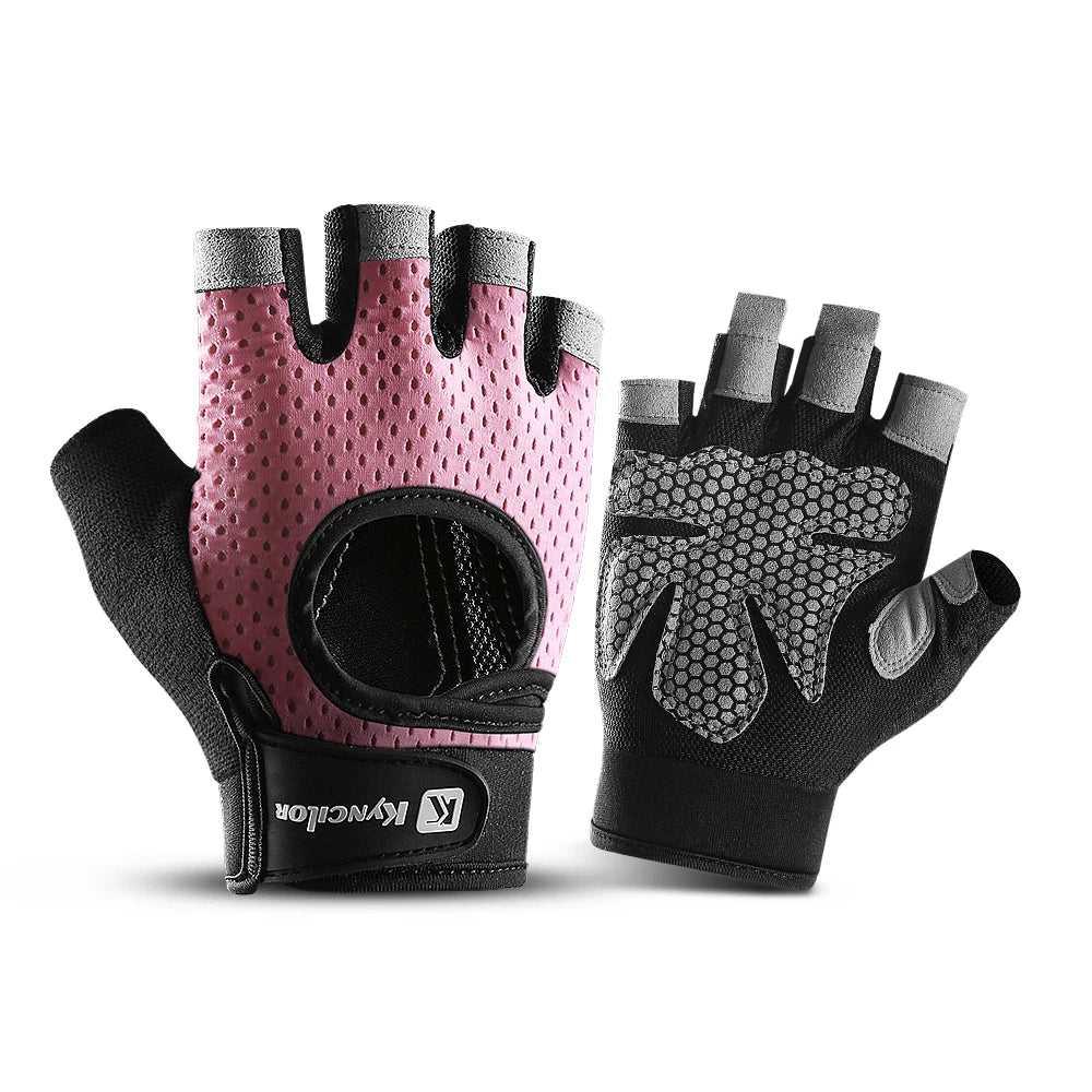 Outdoor sports fitness gloves anti slip and wear-resistant silicone half finger exposed riding gloves - Korvel
