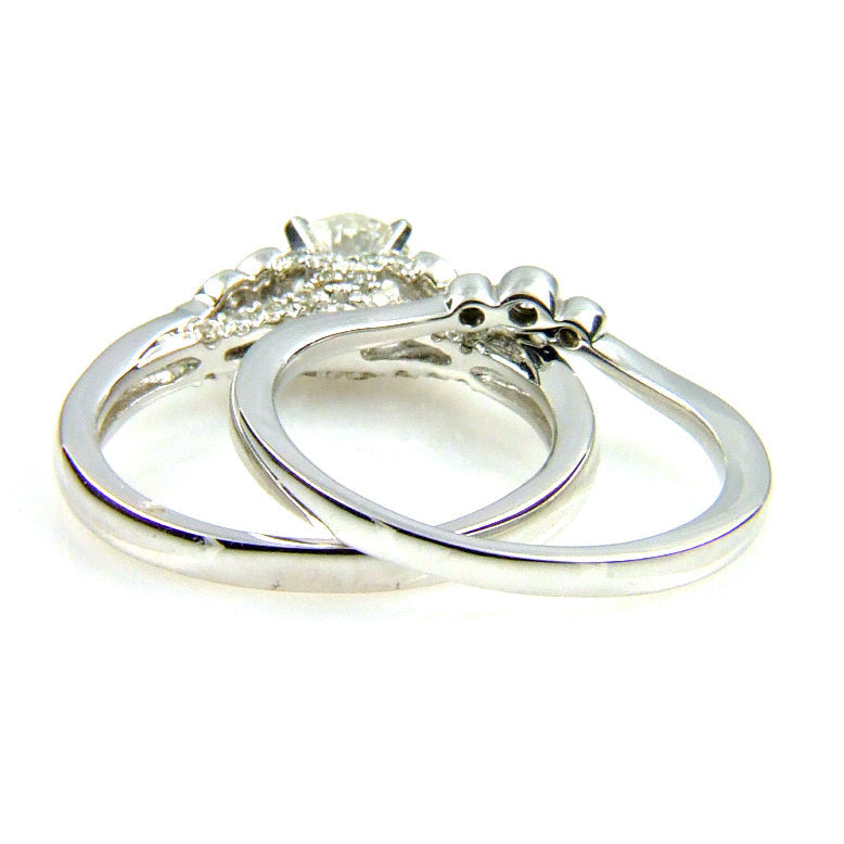 Bague de fiançailles antique de 0,90 ct en or blanc 14KT
