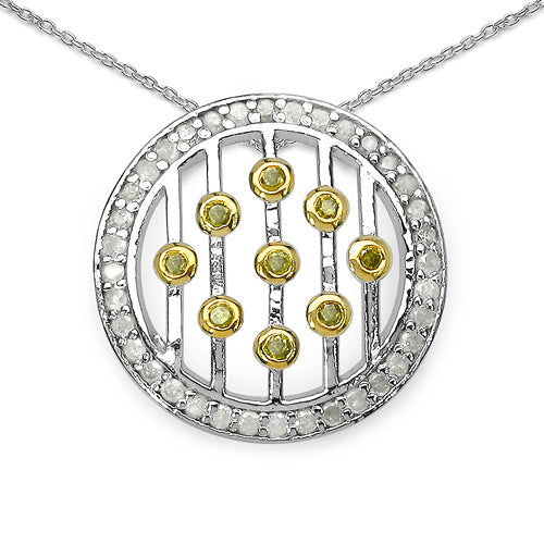 Colgante de Diamante Blanco y Amarillo de 0.50 Quilates en Plata de Ley