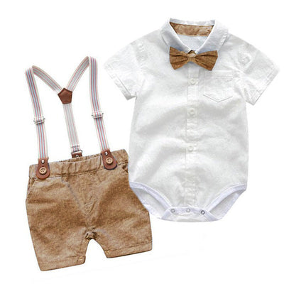 Gentleman's Two-Piece Baby Climbing Suit - British Style