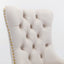 Tufted solid wood velvet soft cushion dining chair gold stainless steel plated leg nail head set of 2 pieces beige and gold - Korvel