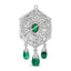 Broche Pin Colgante Art Deco de Diamante y Esmeralda de 18K