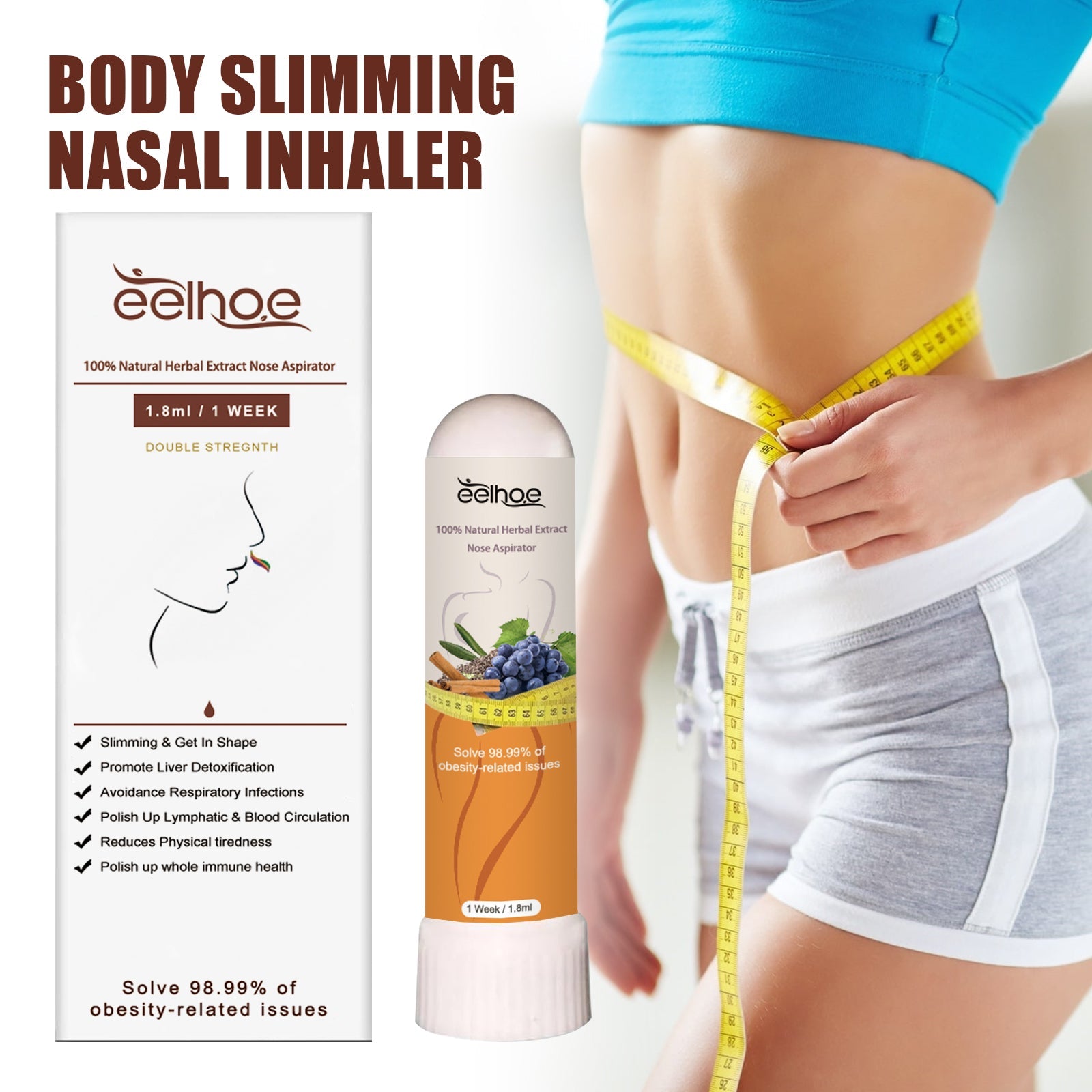 100% Natural Herbal Extract Nose Aspirator, Body Shaping Tight Skin Relieve Nasal Congestion Discomfort Portable Slimming Nasal Suction - Korvel