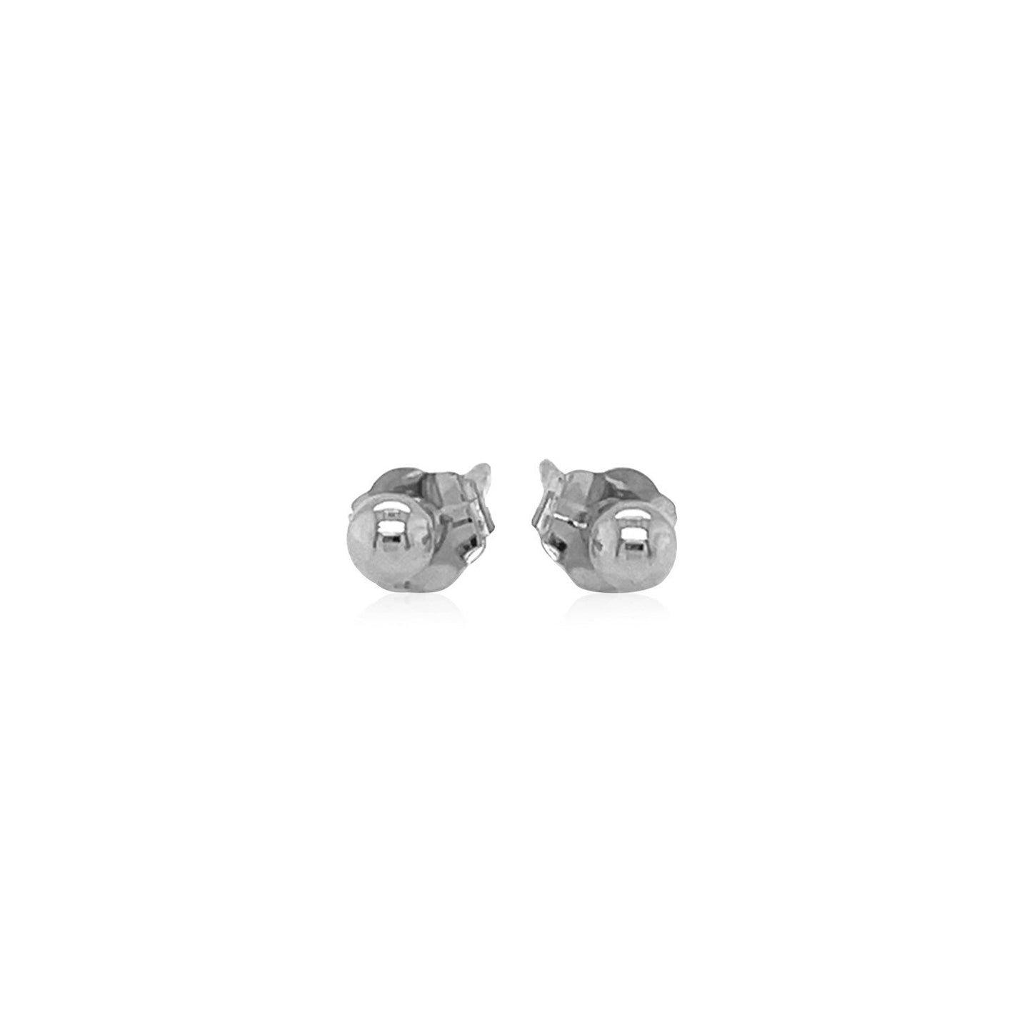 Pendientes de perno esféricos de oro blanco de 14k - 3.0 mm