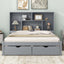 Elegant Queen Size Platform Bed with Storage Headboard, Gray