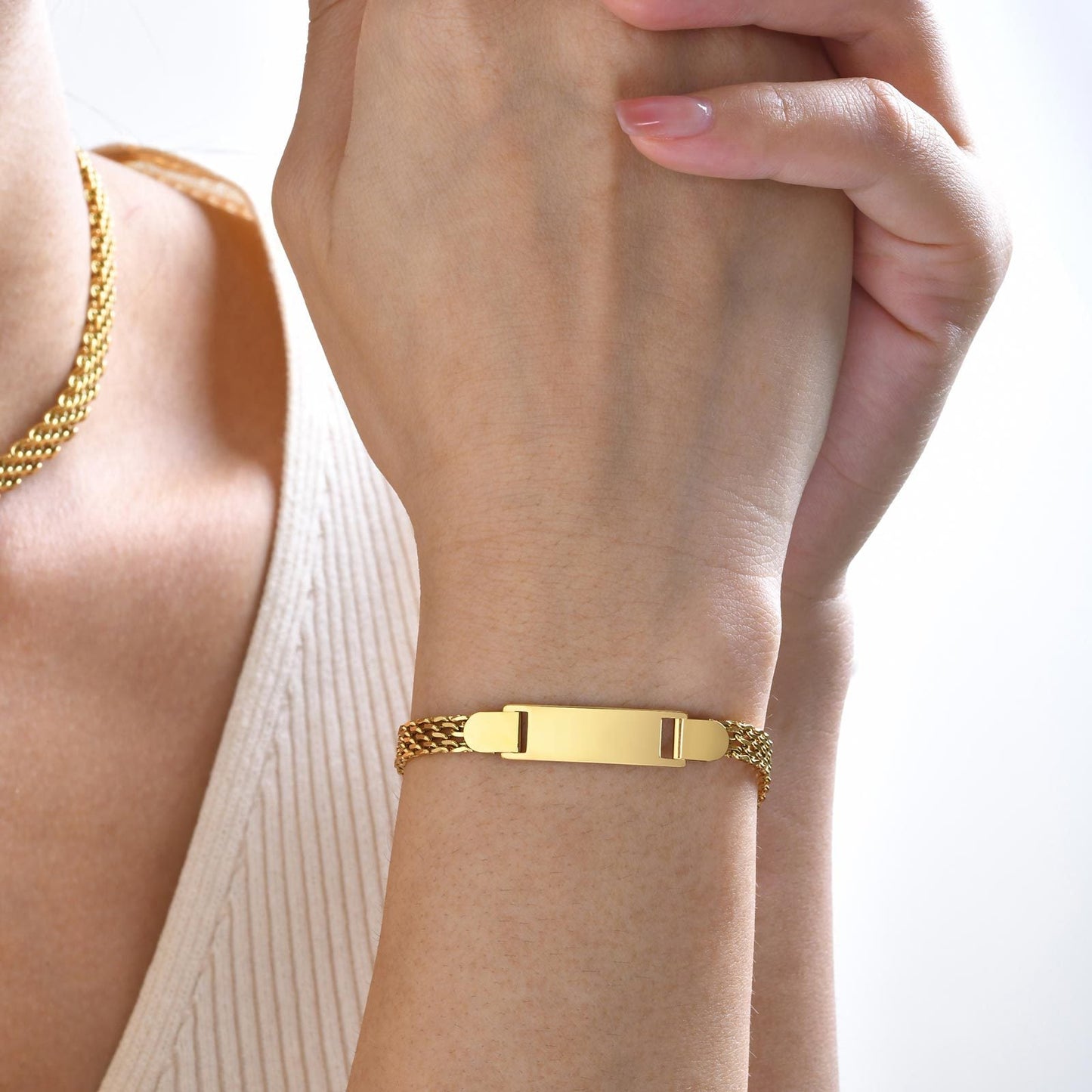 Custom Engravable Stainless Steel Snake Chain Bracelet