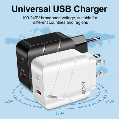 40W PD+QC3.0 mobile phone charger charging head travel charger - Korvel