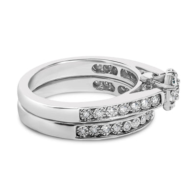 Ensemble de Mariage en Argent Sterling avec Diamants en Grappes de 1/2 Cttw