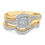 Ensemble de Mariage en Argent Sterling Plaqué Or Jaune 14K avec Diamants Carrés Princess