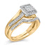 Ensemble de Mariage en Argent Sterling Plaqué Or Jaune 14K avec Diamants Carrés Princess