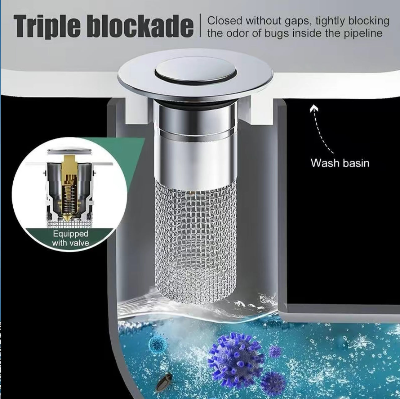 Premium Drain Sink Stopper with Hair Catching Filter