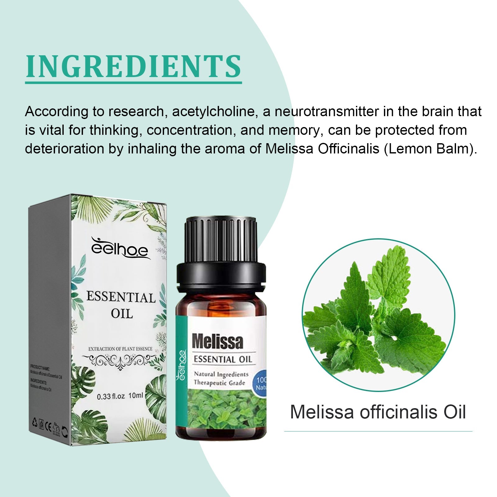 Melissa Officinalis Essential Oil, Moisturizing Massage Skin Body Care Improve Memory Melissa Officinalis Essence - Korvel