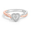 Bague en cœur en argent sterling plaqué or rose 14K avec diamants