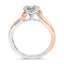 Bague en cœur en argent sterling plaqué or rose 14K avec diamants