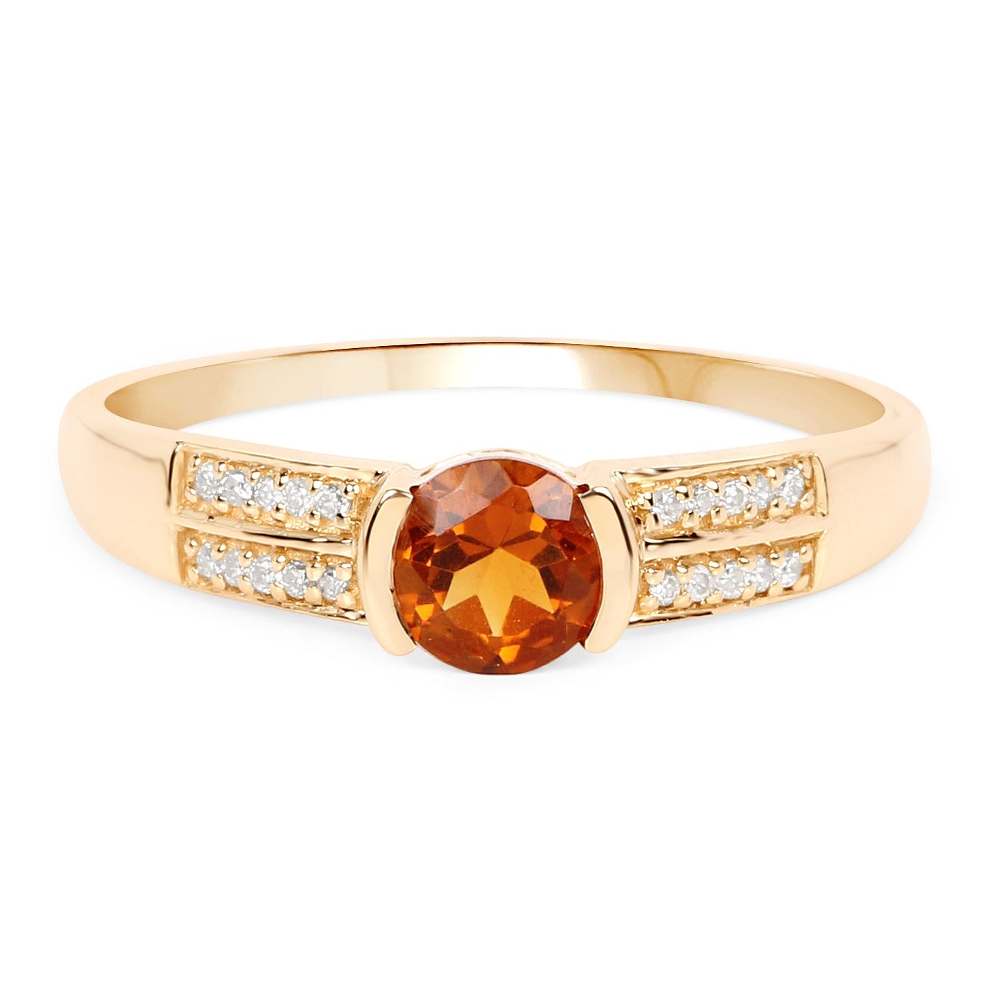 0.51 Carat Citrine and Diamond 14K Yellow Gold Engagement Ring