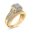 Ensemble de Mariage en Argent Sterling Plaqué Or Jaune 14K avec Diamants