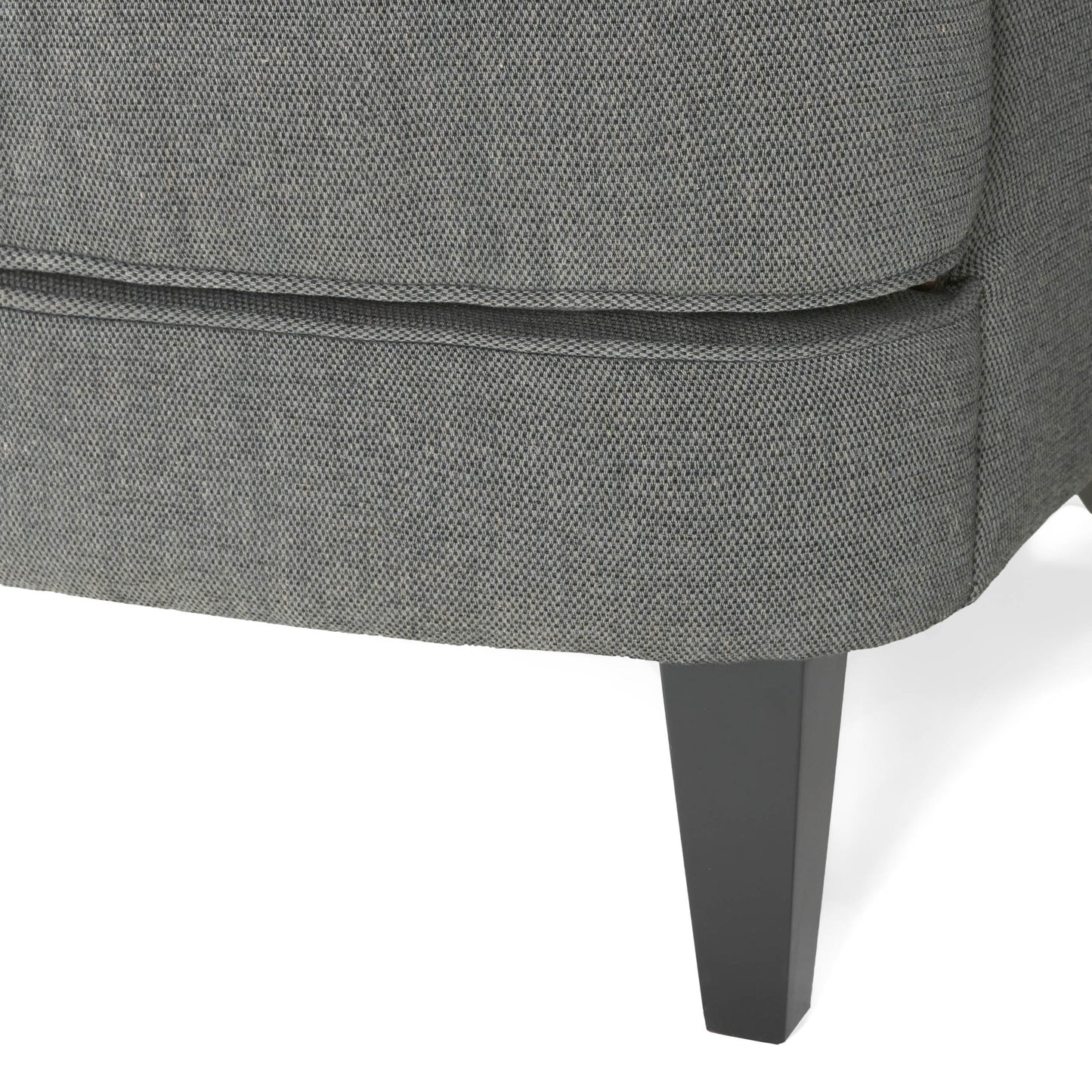 Modern grey fabric club chair and Ottoman set, stylish cushioned armchair, paired with Ottoman style - Korvel