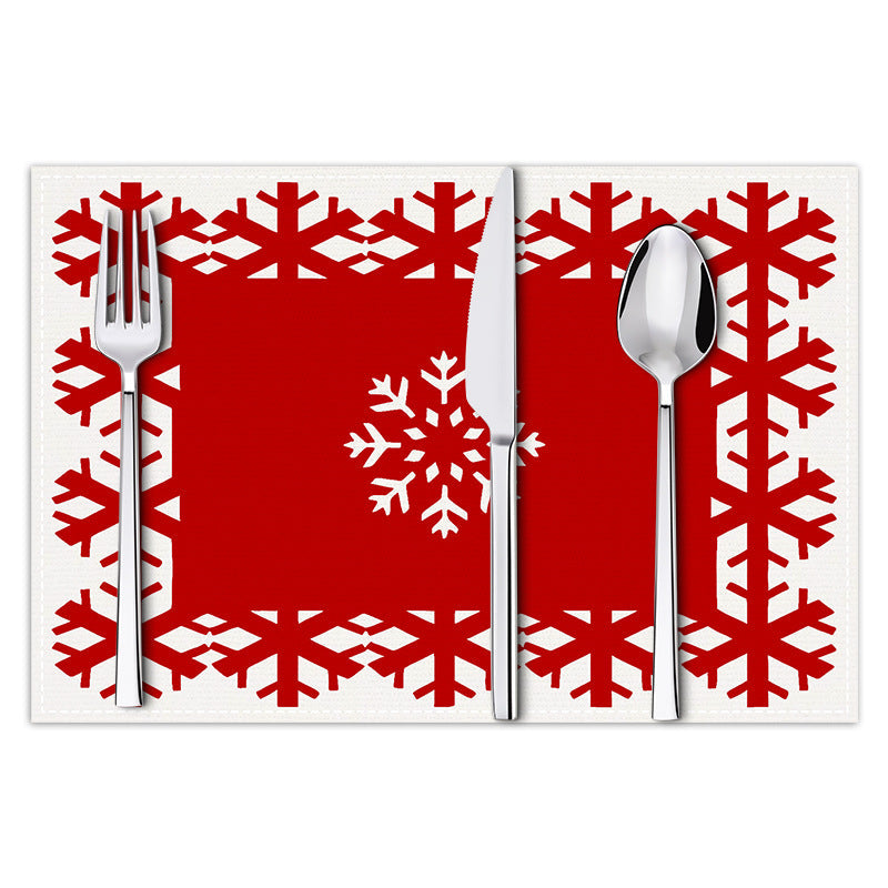 Christmas snowflake print placemat Christmas party decoration table mat living room dining table insulation mat - Korvel