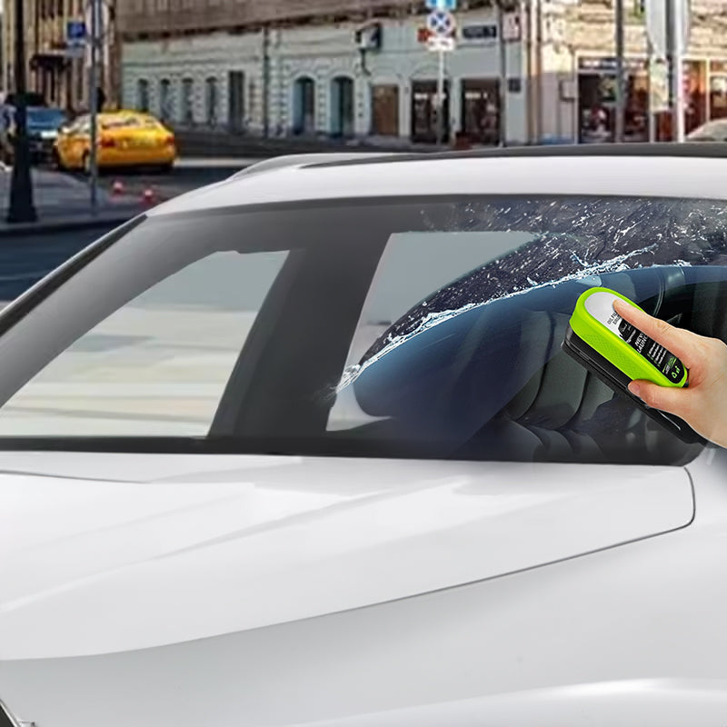Car Glass Oil Film Remover with Sponge Cleaning Brush, Ideal for Front Inner Windshield Cleaning - Korvel